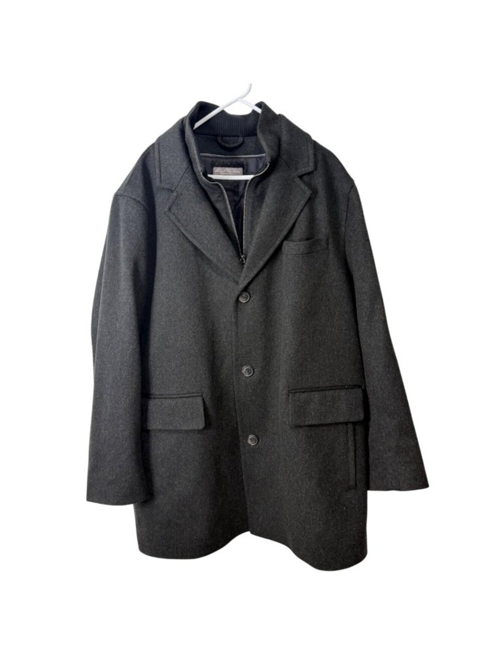 Daniel Cremieux Signature Label Mens XXL Loro Piana Bib Wool Coat Charcoal